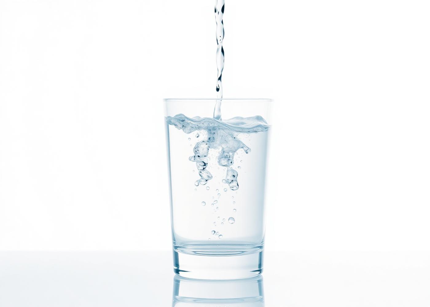 Purified drinking water being poured into a clean glass